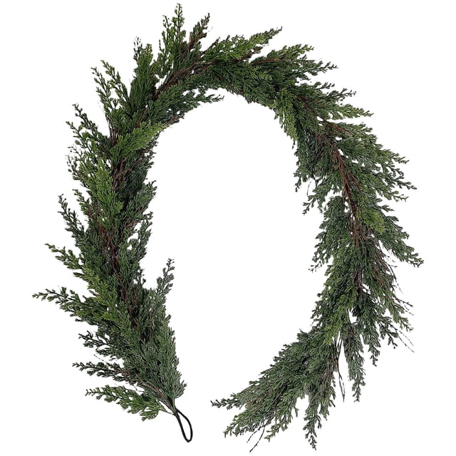 5.9 FT Realistic Handmade Christmas Cedar Garland, Artificial Cypress Pine Needles Greenery Garland Ornaments for Mantel Table Stairs Fireplace Winter Holiday Christmas Decor Indoor Outdoor