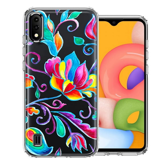 MUNDAZE Case For Samsung Galaxy A01 Bright Colors Rainbow Water Lilly Floral Phone Cover