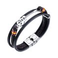 thumbnail image 1 of 1PC Mode Punk PU Cuir Tricoté Bracelet Manchette Guitare Conception Multi-Couche Bracelet (Noir), 1 of 6