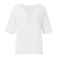 thumbnail image 2 of Harpily Shirts for Women Summer Women's 7 Quarter Sleeve V Neck Solid Color Loose Top T Shirt Casual Shirt, 2 of 4