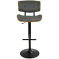 thumbnail image 7 of Lombardi Mid-Century Modern Adjustable Barstool With Swivel In Walnut With Grey Faux Leather - Set Of 2, 7 of 7