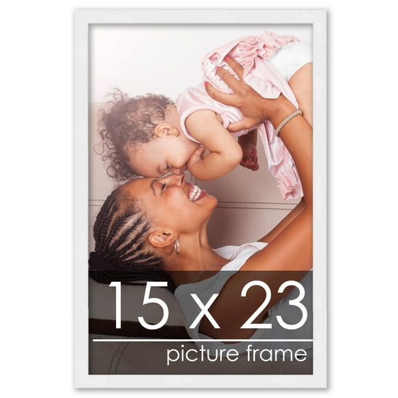 15x23 White Wood Picture Frame - UV Acrylic, Foam Board Backing, Hanging Hardware