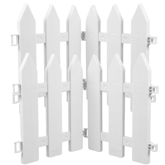 OUNONA 4Pcs Easy Install White Garden Edging Fence for Yard Decoration and Patio Use
