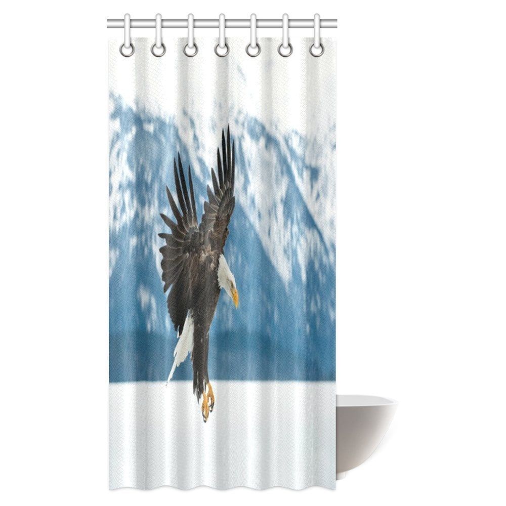 MYPOP Flying Bald Eagle Shower Curtain, Aerial View of Bald Eagle