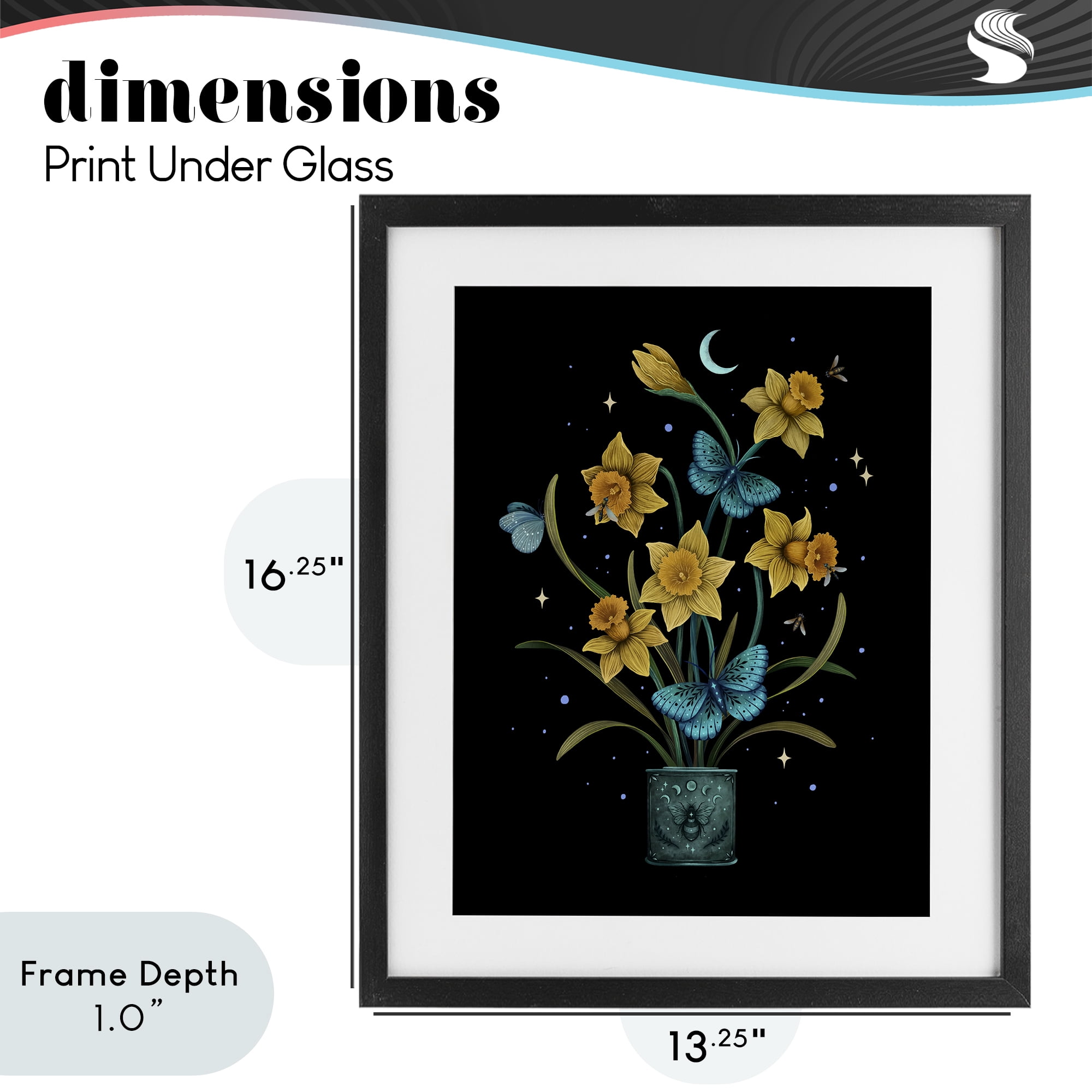 Stupell Industries Mystical March Daffodils Black Framed Print Under Glass, design by Episodic Drawings