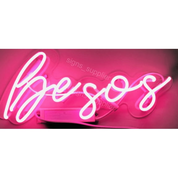 Queen Sense 14" Besos Kisses Neon Sign Acrylic Man Cave Handmade Neon Light 114BKA2