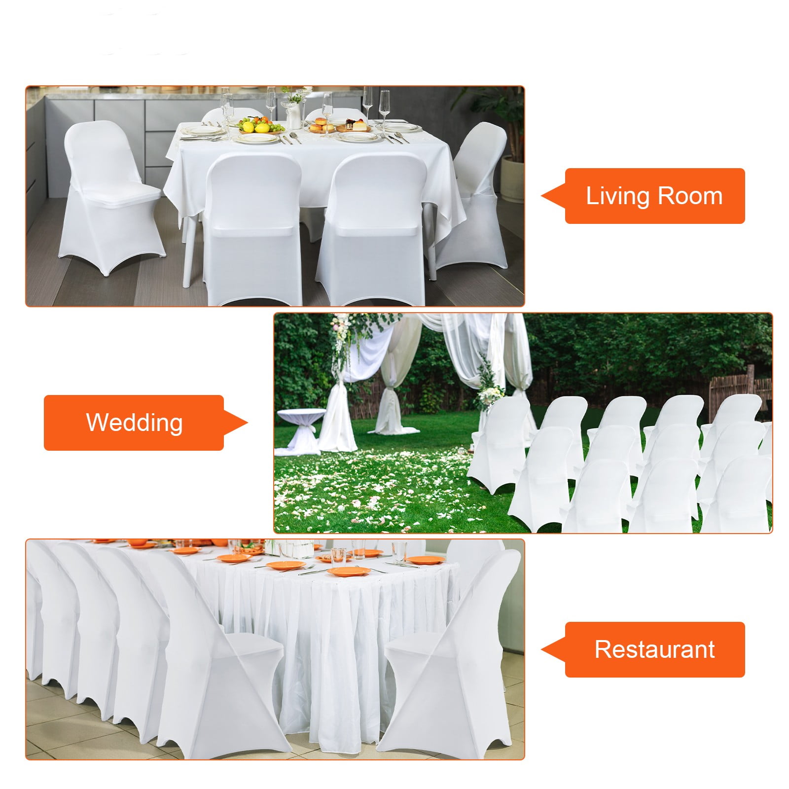 BENTISM 12 Pcs Stretch Spandex Chair Covers White Folding Chair Covers for Wedding Party Walmart