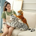 thumbnail image 6 of 50-110CM Giant Lifelike Tiger Plush Toys Soft Wild Animals Simulation White Brown Tiger Jaguar Doll Children Kids Birthday Gifts, 6 of 8