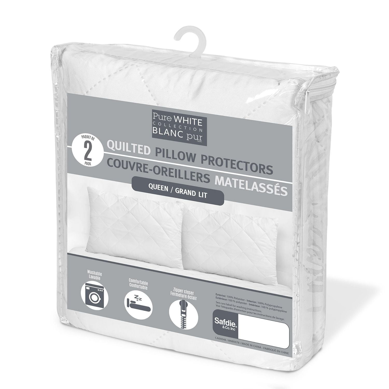 Safdie & Co. Pillow Cover 2PK Queen White