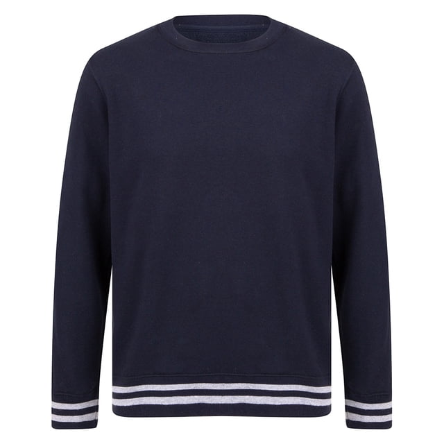 Front Row - Jersey de Rayas para Adultos Unisex (Marino, Gris Jaspeado)