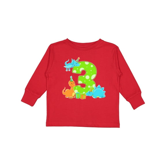 Inktastic Dinosaur Party-third Birthday Boys or Girls Long Sleeve Toddler T-Shirt