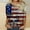 Khaki, variant on POTETI Fourth of July Shirts Women Independence Day Holiday 3/4 Sleeve Crew Neck American Flag Print T-Shirt Tops