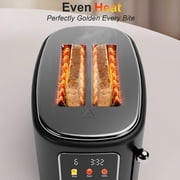 Bluebow 2-Slice Toaster with Touchscreen, 1.5 Wide Slots, 6 Bread Types & Shade Settings, Reheat, Defrost, Cancel, Removable Tray