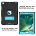 thumbnail image 3 of Dteck iPad 6th Generation Case with PET Screen Protector, Kids Case For iPad 5th Gen with Pencil Holder, Heavy Duty Rugged Dropproof Shockproof Case Kickstand Protective Cover, Black+Blue, 3 of 8