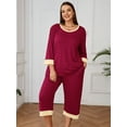 thumbnail image 3 of SHOWMALL Women Plus Size Pajamas Set 3/4 Sleeves Pjs Sleepwear Loungewear Nightwear with Pockets, 3 of 9