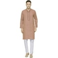 thumbnail image 1 of Traditional Cotton Men's Kurta Set Embroidered India Clothes (Brown, M), 1 of 5
