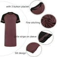 thumbnail image 3 of DODOING Mens Sleep Shirt Sleepwear Raglan Sleeve Nightshirt Patchwork Button Placket Long Lightweight Loose Sleepshirt Homewear Red, 3 of 8