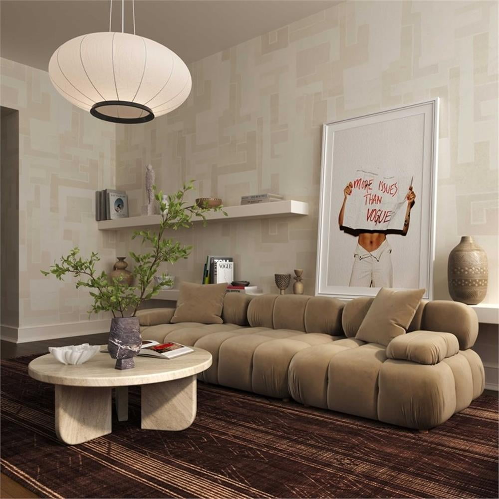 Pemberly Row Contemporary Performance Velvet Modular Loveseat