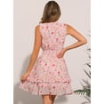 thumbnail image 4 of DARING DIVA Floral Chiffon Smocked Waist Ruffled Dress M Pink Flower, 4 of 6