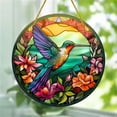 thumbnail image 2 of Stained Glass Bird Branch Catcher Wall Window Hanging Ornament Hand-Painted Acrylic Hummingbird Panel Decor Christmas Birthday Gifts 7.8×7.8”, 2 of 2