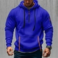 thumbnail image 4 of Gibobby Mens Zip Up Hoodie Coat Sweatshirt With Hooded Zipper Solid Color Coat Casual Sweatshirt(Blue,XL), 4 of 7