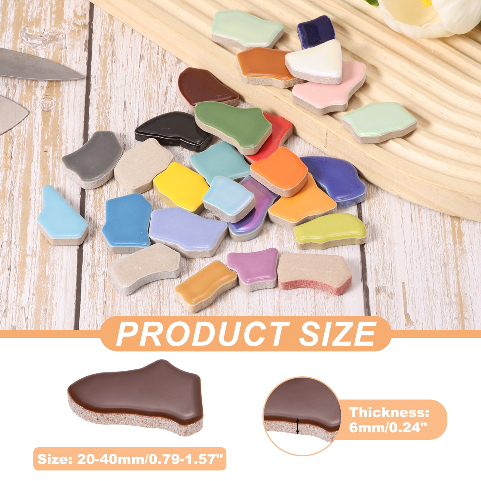 Uxcell 500g/1.1LB Irregular Ceramics Mosaic Tiles, 0.79"-1.57" Mosaic Stained Tile Broken Porcelain Pieces Stones Bulk for DIY Craft Making Vases Home Decoration, Brown