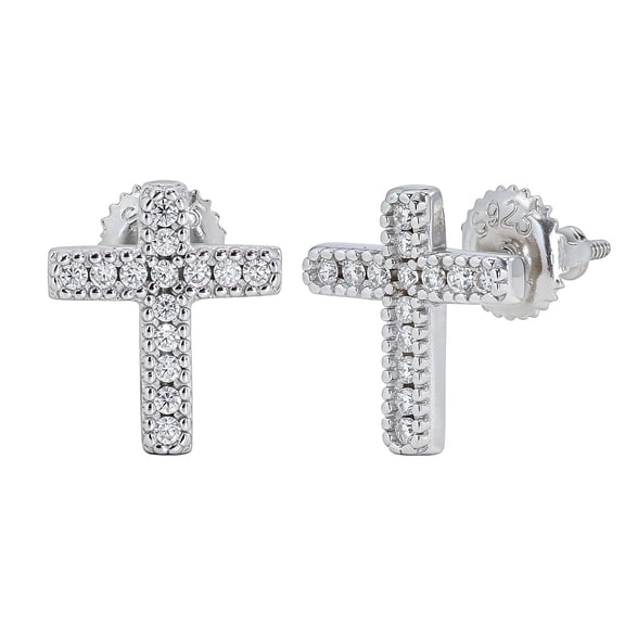 KIJ Cross Moissanite Stud Earrings,Hypoallergenic Rhodium Plated 925 Sterling Silver Gra Certified Gifts for Men Women