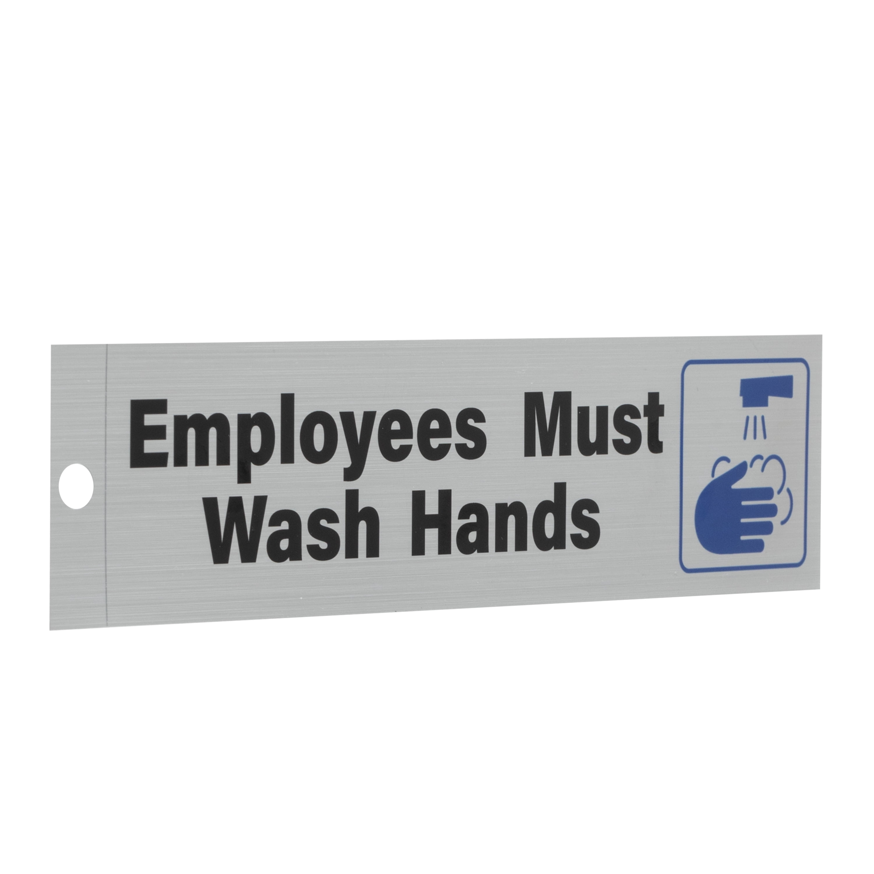 (4 pack) Pen+Gear Employee Must Wash Hands Sign, 2x8 inch , Silver, Adhesive Back for Easy Mounting