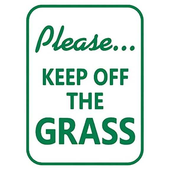 Metal Deco Signes Please Keep Off The Grass Metal Tin Sign Plate Sign Plus 3' Tall Stake Green On White ( 8 x 12 inch )