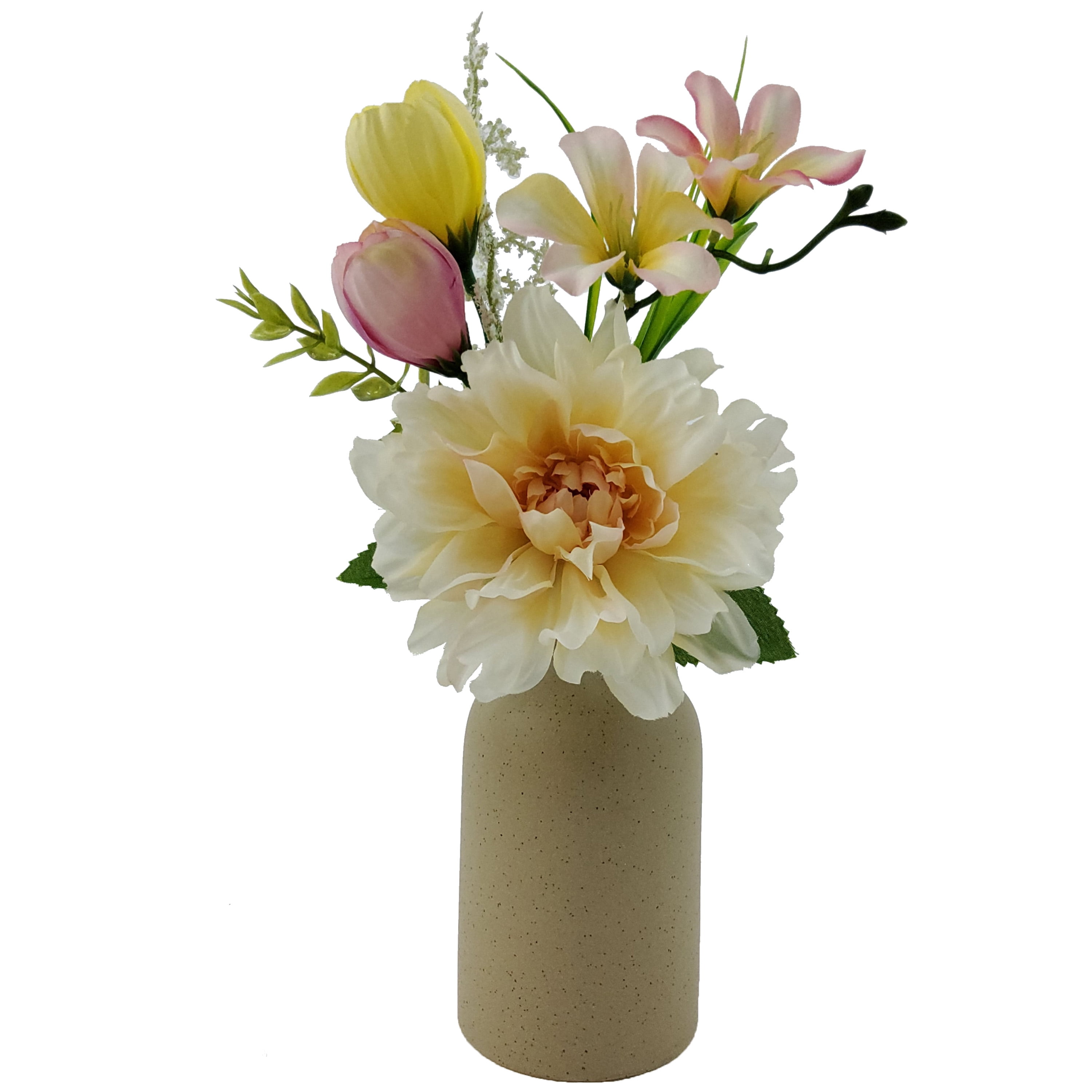 Mainstays 11.5  inches Indoor Artificial Dahlia Mix Pick, Cream Color.