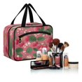 thumbnail image 6 of Travel Hanging Toiletry Bag with 4 Zipped Compartments Waterproof Makeup Accessories Spacious Cosmetic Bag Strawberries and Green Leaves Medium, 6 of 9