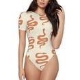 thumbnail image 2 of Uemuo Hand Drawn Snake Pattern Women's One Piece Short Sleeve Swimsuit Rash Guard Surfing Modest Quick-drying Swimsuit Beach Essentials-Small, 2 of 9