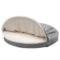 thumbnail image 3 of FurHaven Pet Products Faux Sheepskin Cooling Gel Top Snuggery Burrow Pet Bed for Dogs & Cats - Gray, 44" Base, 3 of 11
