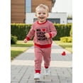 thumbnail image 5 of BemeyourBBs Toddler Baby Boy Girl Valentines Day Outfit Fall Winter Spring Clothes Striped Heart Letter Long Sleeve Sweatshirt and Pants 2 Piece Outfits Set, 5 of 9