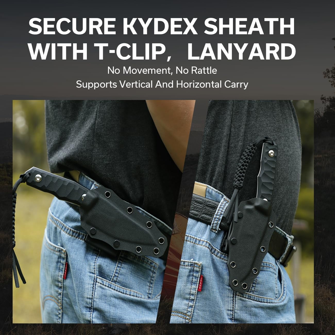 CIVIVI Fixed Blade Knife with Kydex Sheath, T-clip, Lanyard for Outdoor Carry, Propugnator Knife PG KNIVES Designed, 4.15" D2 Blade G10 Handle C23002-1