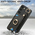 thumbnail image 4 of SaniMore for Samsung Galaxy S23 FE Case, Card Slots [Up to 2] Carabiner Finger Ring Stand Magnetic Car Mount PU Leather Skin Soft Shockproof TPU Anti-drop Anti-scratch Wallet Shell - Black, 4 of 8