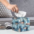thumbnail image 6 of Gukieu Sea Marine And Lighthouse Print Leather Tissue Box, PVC Waterproof Velcro Opening and Closing Square Tissue Box Holder, Suitable for Home and Office Decoration, 6 of 7