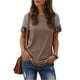 thumbnail image 1 of Adibosy Camisas de manga corta para mujer: Camiseta casual de verano con estampado de leopardo - Blusas tipo túnica con cuello redondo para mujer Caqui L, 1 of 5