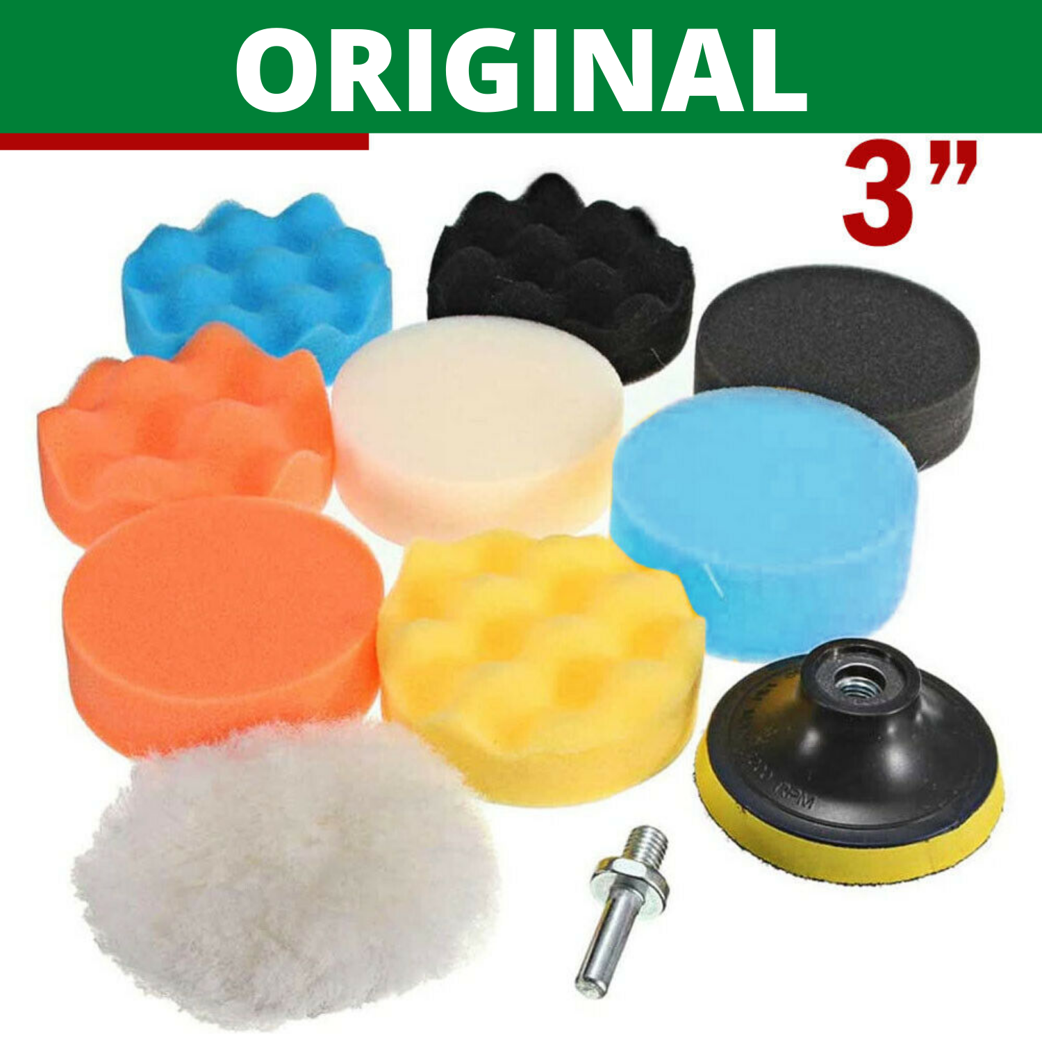 New Age 11pcs 3" Compound Drill Buffing Sponge Pads Kit for Car Sanding