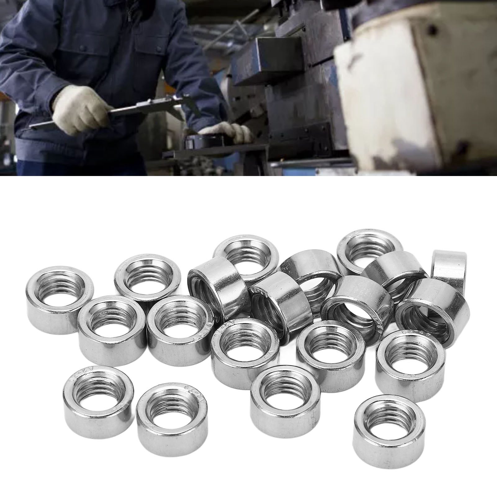 20 Pcs Round Connector Nut M8x12.5 12 L6mm Rod Coupling Nuts