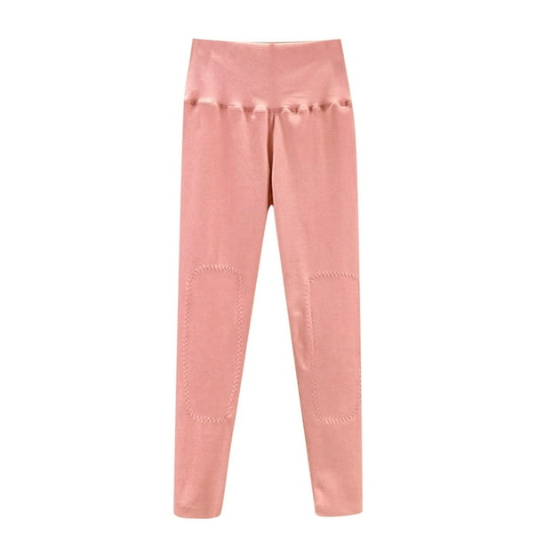 Gibobby Leggings Afelpados Mujer Otoño E Invierno Color Sólido Terciopelo Alemán Cálido Doble Pantalones Cintura Alta Rodilleras Protector Cintura Antiestático Más Leggings Terciopelo(Rosa, XL)