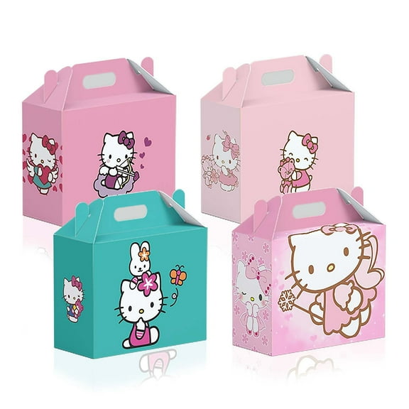 Anime Cat Party Favor Boxes - 12 Pcs Party Favor Candy Boxes for Anime Theme Birthday Party Supplies Decor,Girls Kids Birthday Game Party Kraft Paper Gift Bag Decorations
