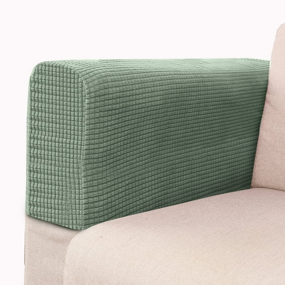 XmhyTop-A 2pcs Washable Sofa Armrest Covers Stretch Chair Arm Protectors-Green