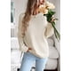 thumbnail image 4 of Jersey de punto de manga larga con cuello redondo para mujer Tops ajustados a rayas, 4 of 7