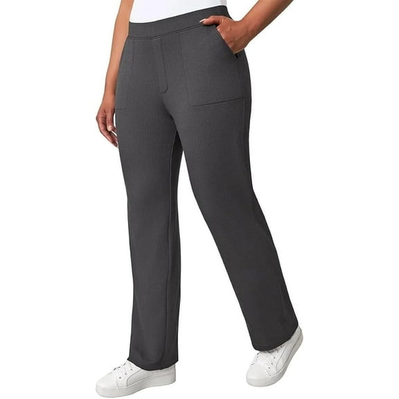 Mondetta Women's Pull-On Herringbone Straight Leg Pants, Black