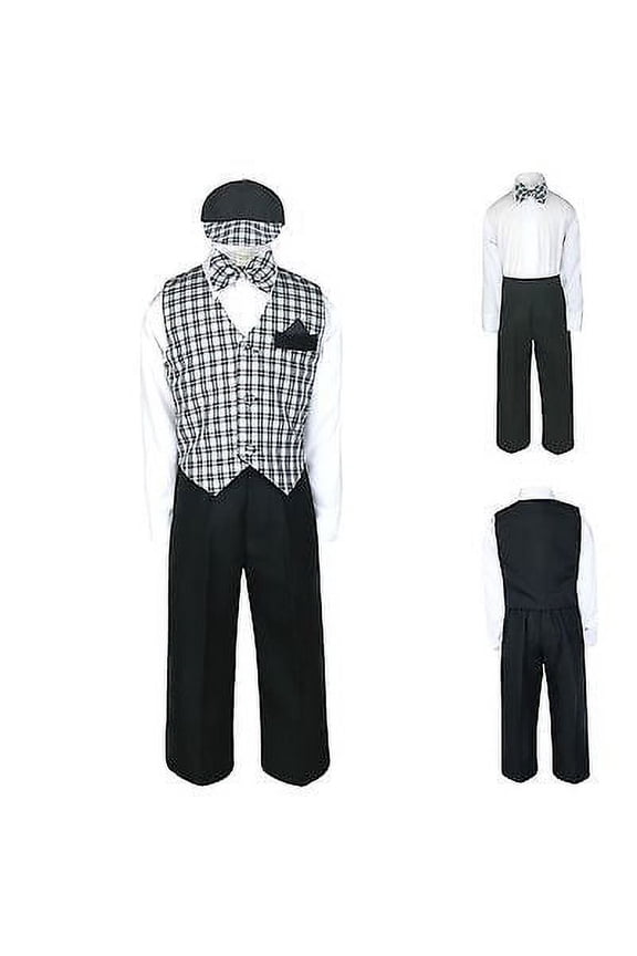 New Baby Boy & Toddler Eton Formal Vest Suit Outfits Black S M L XL 2T 3T 4T