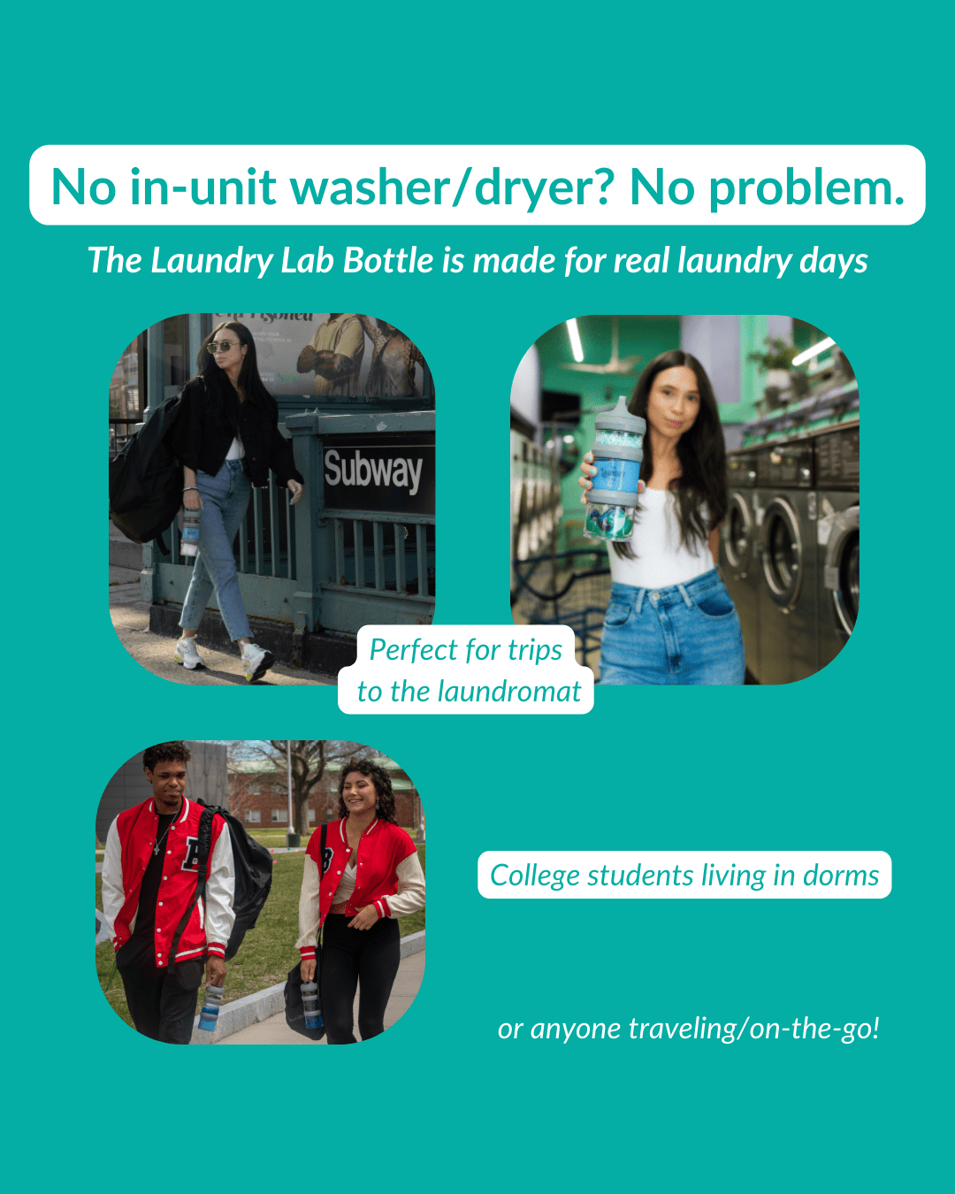 The Laundry Lab Bottle – Refillable, Compact, Leakproof Detergent Bottle for Dorms, Apartments, Travel & On-The-Go | Small-Space Laundry Organization (Magenta))
