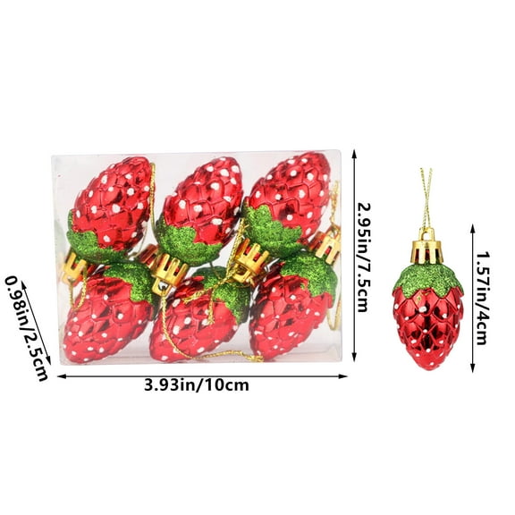 yulier Christmas Ornaments 6 Pcs Strawberry Plastic Hanging Ornaments Christmas Tree Decoration Strawberry Fruit Pendants Christmas Decorations Christmas Gifts