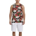 thumbnail image 4 of Easygdp Skull and Roses Men's Mesh Basketball Jersey Quick Drying Sleeveless Shirts Fitted Muscle Tank Tops Sport Round Neck T-Shirt - Small, 4 of 9