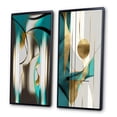 thumbnail image 3 of Designart "Turquoise Pirouette Retro Minimalist Dance III" Modern Geometric Framed Wall Art Set Of 2 - Modern Gold Frame Gallery Set For Office Decor, 3 of 6